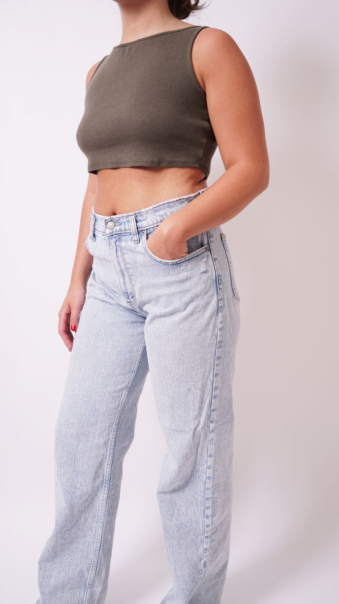 RIBBED CROP TOP SIZE 10